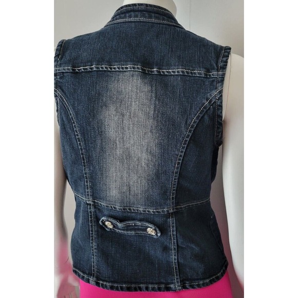 Oh Yes Jeans Denim Partial Zip Vest Retro Womens Sz M Sgt Peppers Style - Picture 3 of 9